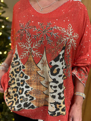 Red Xmas Tree Shimmer Top Robyn