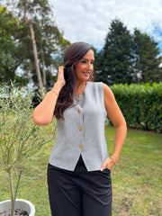 Grey Buttoned Knit Waistcoat Kerry