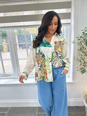 Stone Leopard Tropical Print Shirt Hadley