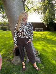 Chocolate Watercolour Floral Jacket Rhianna