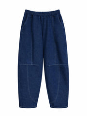 Dark Denim Barrel Leg Pull on Jeans