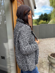 Grey Marl Boucle Buttoned Coat Isla