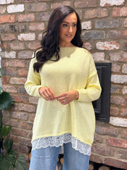 Lemon Lace Hem Longline Knit Kirsty