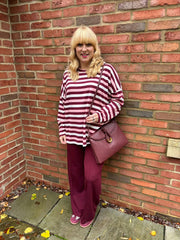 Wine Stripe Long Sleeve Top Yasmin