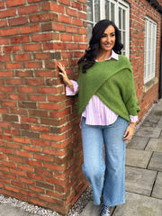 Pistachio Knitted Wrap Jumper Nell