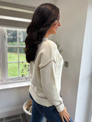 Winter White Contrast Trim Knit Bethany