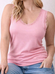 Pink Ribbed Lace Vest Trina