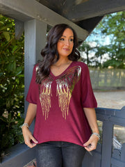 Wine Gold Angel Wings Knit Florence