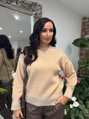 Mocha Embellished Shoulder Knit Maddie