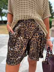 Gold Shimmer Leopard Print Shorts