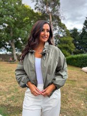 Khaki Lace Lined Jacket Harlow