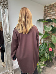 Chocolate Sequin Patch Sweatshirt Dress Mai