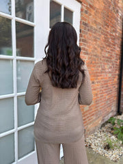 Mocha Textured Long Sleeve Top Corrina