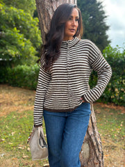 Chocolate Striped Zip Knit April