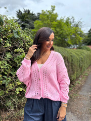 Pink Chunky Knit Cardi Gail