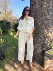 White Gold Trim Paisley Jacket