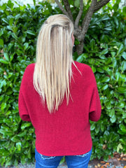 Wine Sleeve Detail Knit Top Julia