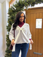 Winter White Knitted Tie Front Jumper Libby
