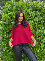 Wine Reverse Seam Round Neck Diana