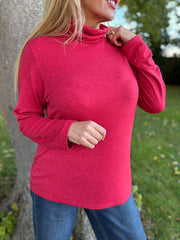Red Soft Roll Neck Top Kimmy