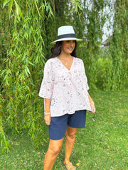 Rose Paisley Bubble Cotton Top Quinley