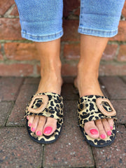 Leopard Buckle Detail Slip Ons