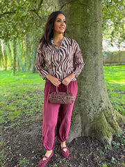 Chocolate Animal Print Blouse Hailey