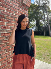 Black Tie Detail Knitted Tank Lola