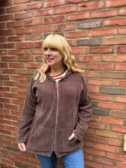 Chocolate Chenille Zip Hoodie Carrie