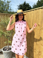Pink Polka Dot Sleeveless Dress Tiana