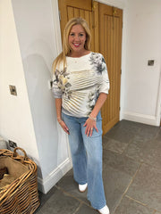 Charcoal Metallic Floral Wave Soft Knit Dawn