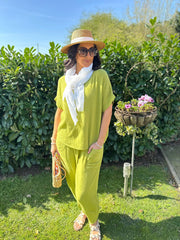 Olive Bubble Cotton Trouser Set Jasmine