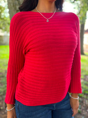 Red Ribbed Knit Kia