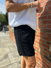 Black Net Detail Bubble Cotton Shorts