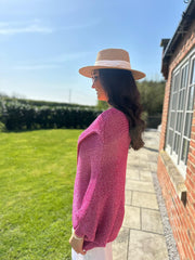 Lipstick Lurex Knitted Wrap Jumper Nell