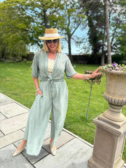 Khaki Wide Leg Pull on Silvia Trousers