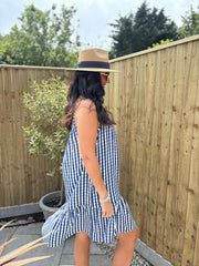 Navy Gingham Sun Dress Lauren