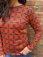 Rust Tartan Super Soft Round Neck