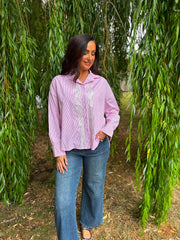 Pink Lace Detail Striped Shirt Rosie