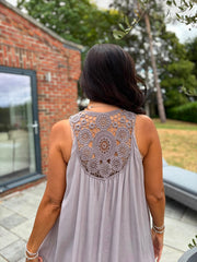 Mocha Crochet Detail Dress Maya
