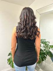 Black Lace Ribbed Vest Libby