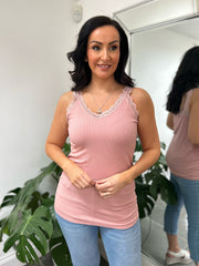 Rose Lace Ribbed Vest Libby