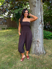 Chocolate Cargo Pocket Jumpsuit Verity