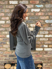 Charcoal Button Detail Roll Neck Eliza