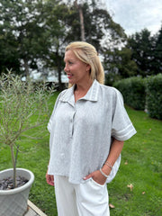 Grey Stripe Detail Button Top Leona