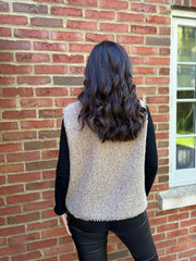 Mocha Leopard Trim Waistcoat Rhea