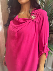 Lipstick Gathered Cowl Neck Top Harper