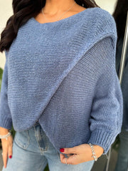 Denim Knitted Wrap Jumper Nell