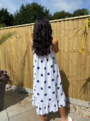 Navy Polka Dot Summer Dress Dahlia