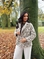 Stone Leopard Teddy Fleece Coat Harley